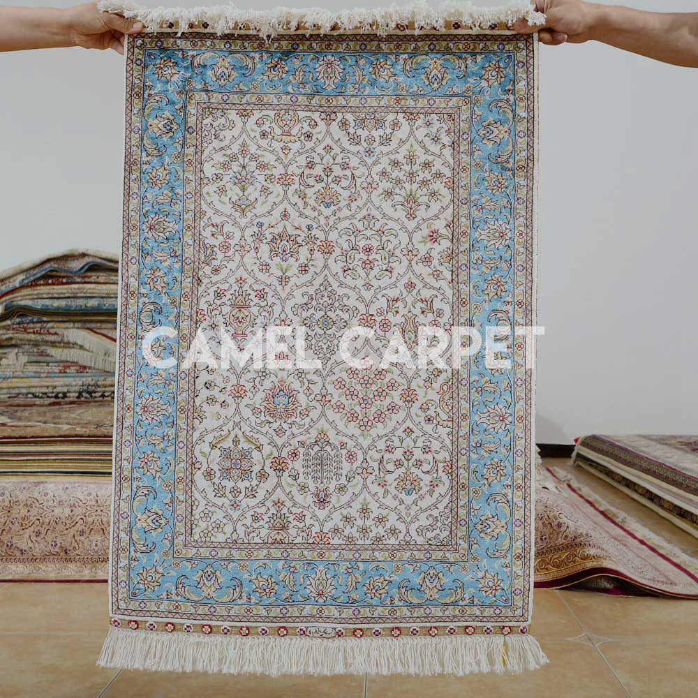 Hand Knotted White and Blue Area Rug.jpg